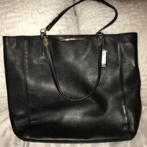 Coach black leather tote bag